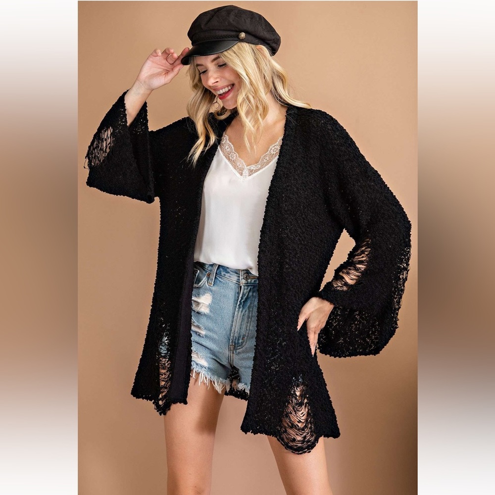 Distressed Black Cardigan, Women’s NWT - Picture 3 of 5